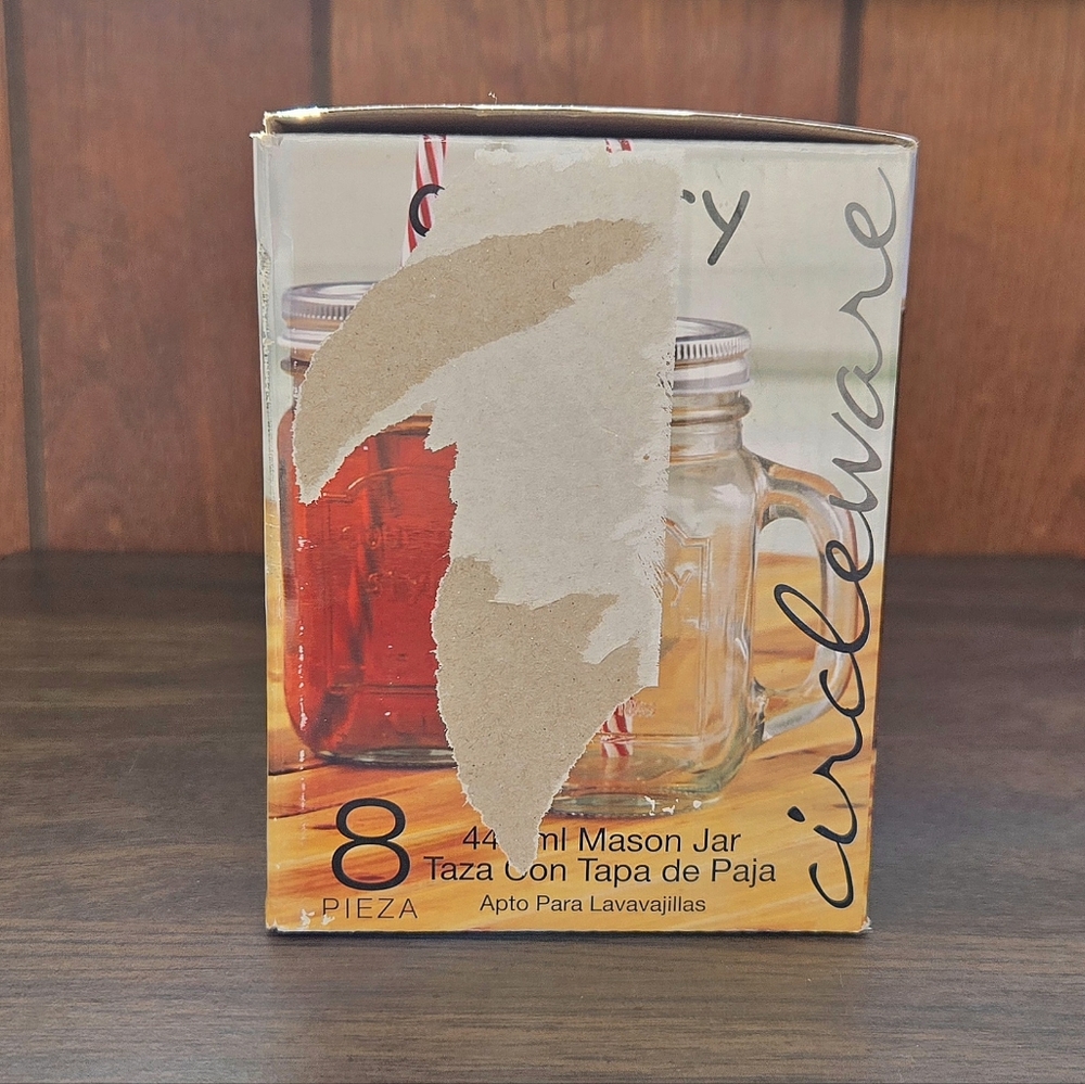 Country Mason Jars By Circleware - 15 oz. Set of 4 with lids & straws - NIB - Picture 5 of 6